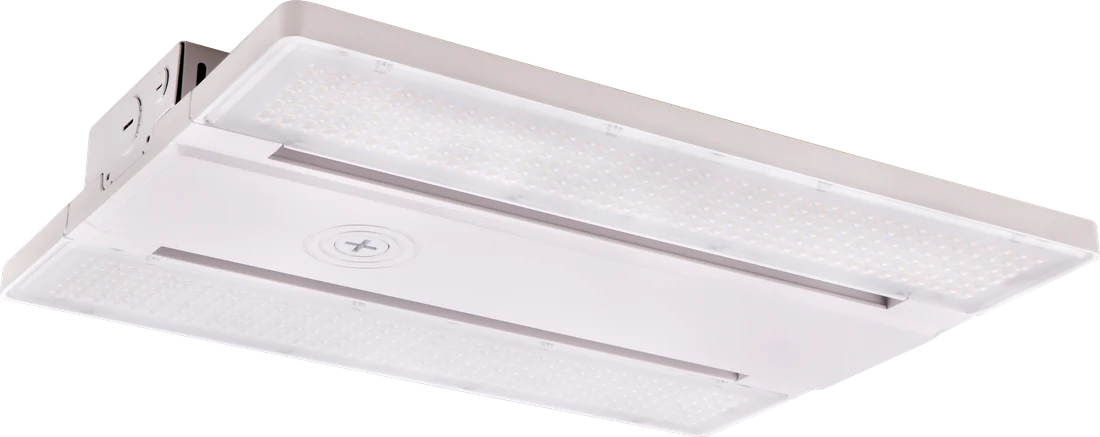 Titan — lamparⒶRCH linear high-bay for parking-garage decks and transit-shelter ceilings