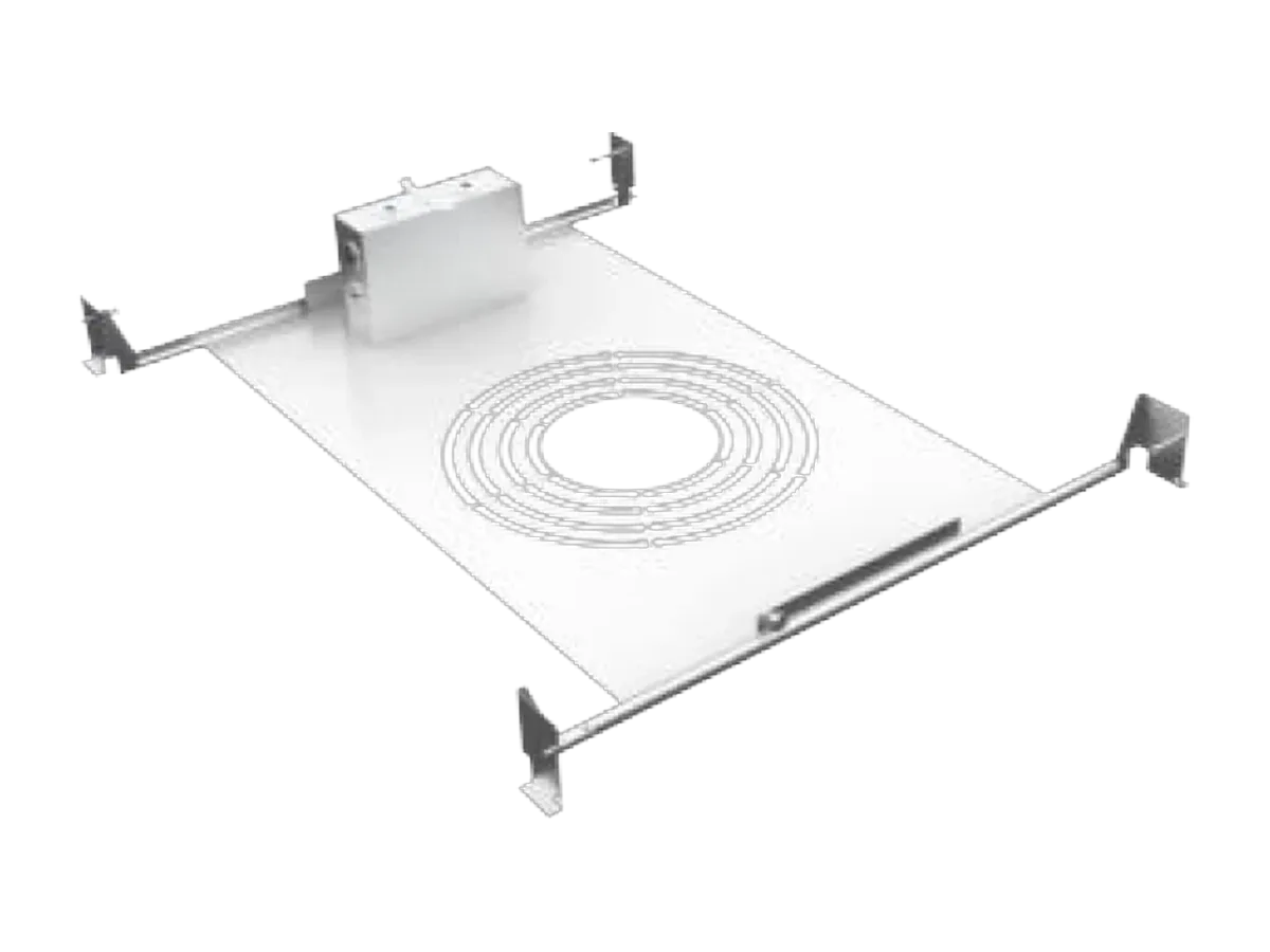 The new-construction plate with its junction box