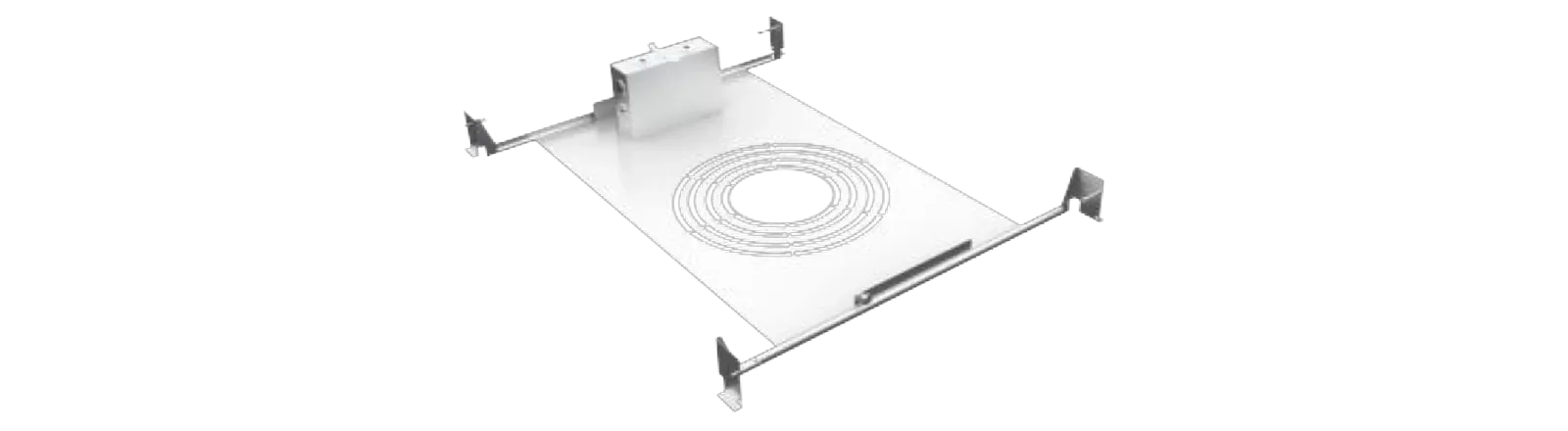 The new-construction plate with its junction box, the configured catalog number