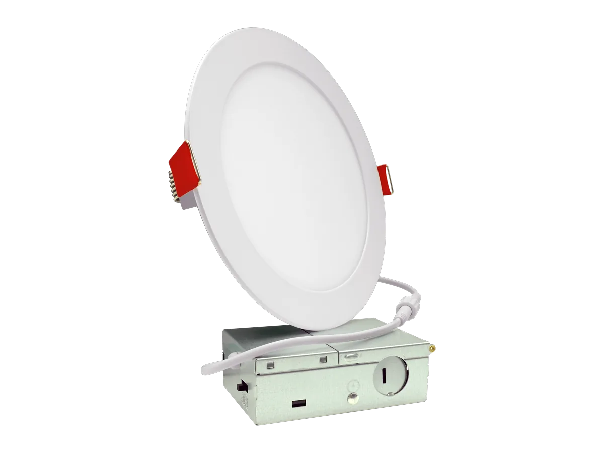 Radius 6 in downlight standing on its J-box