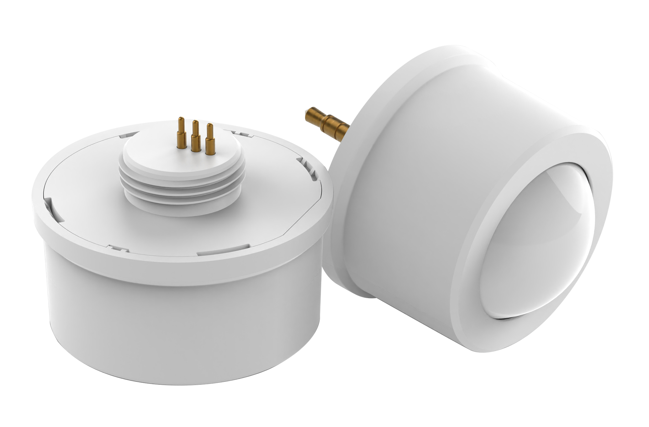 Symmetry contrⒶLS by ⒶCS sensor module — two-piece socket + dome assembly · DLC NLC qualified · ⒶCS firmware drives Bluetooth Mesh + cloud SaaS analytics